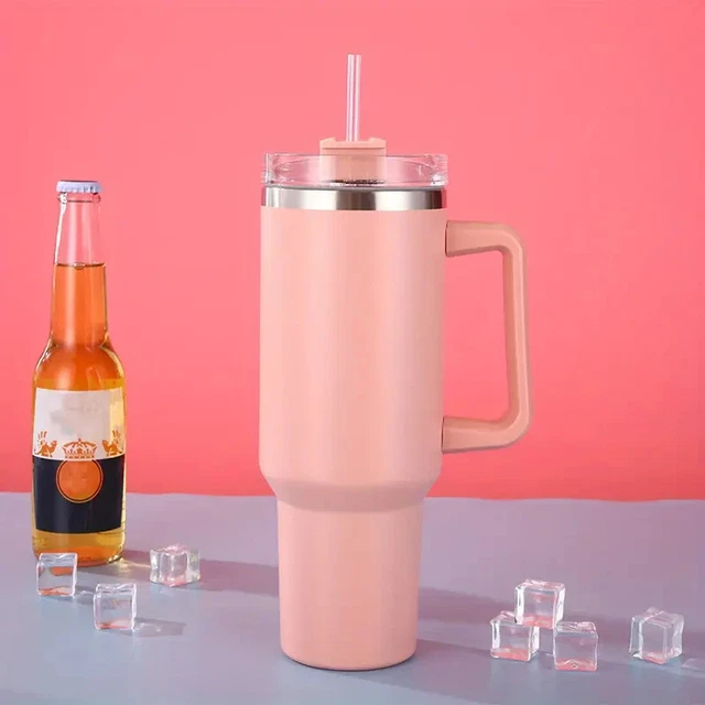 Tumbler With Handle and Straw Lid 40 oz Vacuum Sealed Stainless Steel Travel Mug