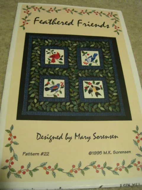FEATHERED FRIENDS Applique Pattern #22 Mary Sorensen UNCUT Vintage