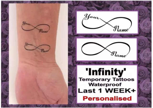 INFINITY X5 Temporary Tattoos WRIST Your name word custom WATERPROOF last 1WEEK+