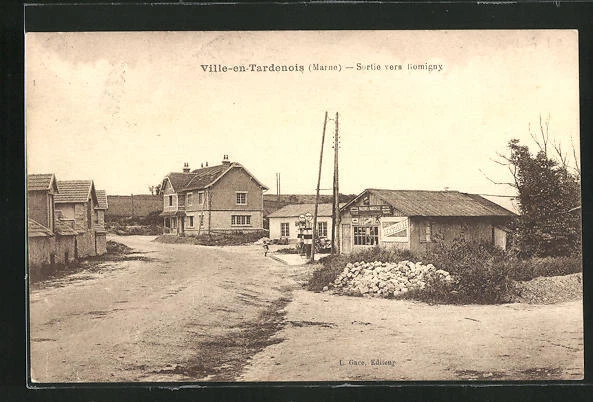 CPA Ville-en-Tardenois, Sortie vers Romigny 1926