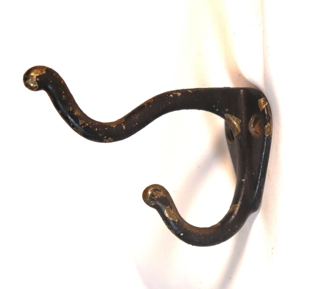 Vintage Rustic Brass Coat Hat Clothes Hook Repurpose Renovation 3.5"