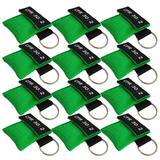 100pcs CPR Face Shield One Way Valve Keychain CPR barrier 30:2 Green