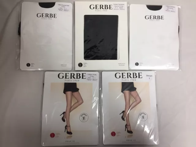 Lot de 5 Collants Neufs Gerbe Différents Modèles Taille 1 Couleur Noir et Beige