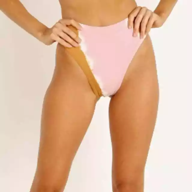 NWT L Space Frenchi Bikini Bottom Pink Tie Dye Wine Size M