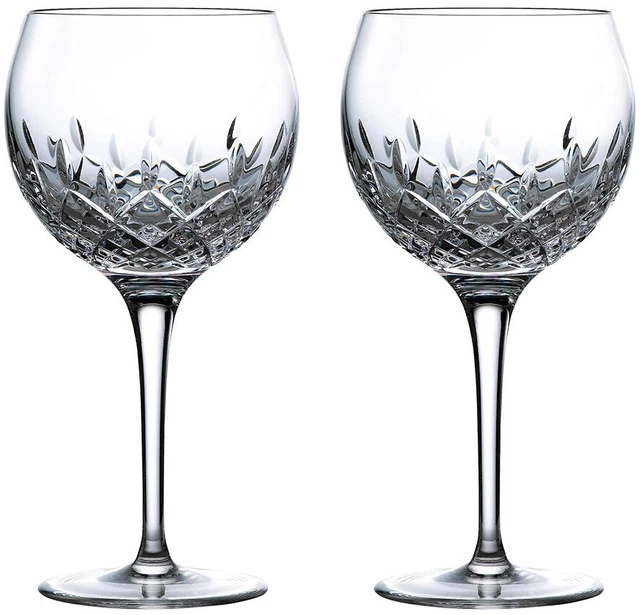 Royal Doulton Crystal Highclere 2 Gin Balloon Glasses (Boxed) - New