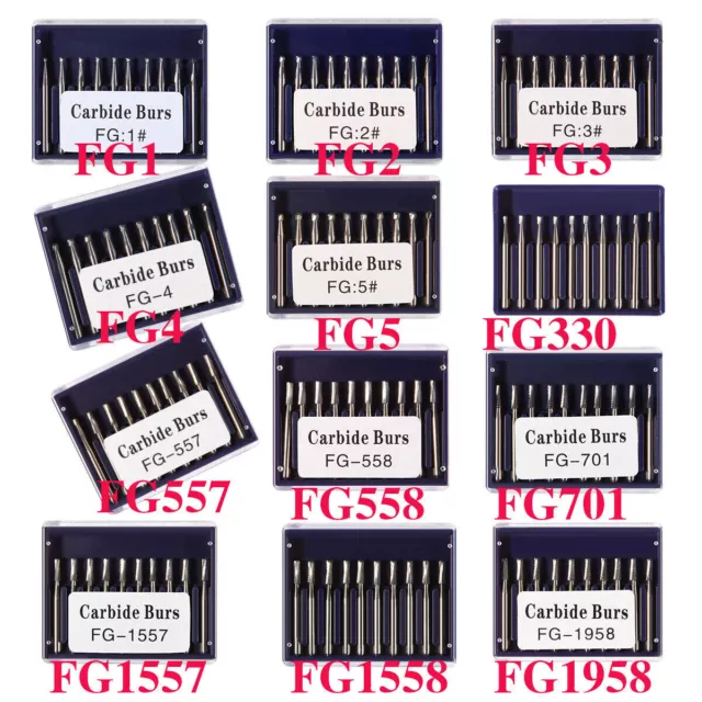 10-100 pcs  Dental Midwest Friction Grip FG Round Carbide Burs