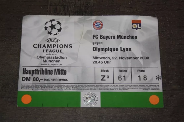 TICKET )) FC BAYERN V LYON OL - Champions League C1  2000/2001