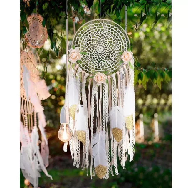 Boho Indianer Traumfänger weiß Capiz Hippie Dreamcatcher Ethno indianisch