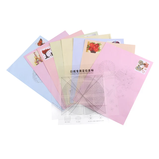 8PCS 16 PATTERN Release Drawing Locating Paper Quilling Decoration Tool ...