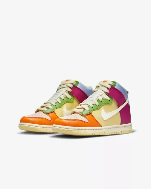 Nike Dunk High DZ5638-500 Big Kids Multicolor Leather Shoes Size US 4 JC906