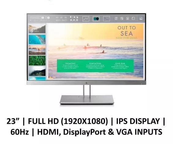 HP EliteDisplay E233 IPS LED 58,4cm Full HD Business-Gaming-Monitor Silber Neue