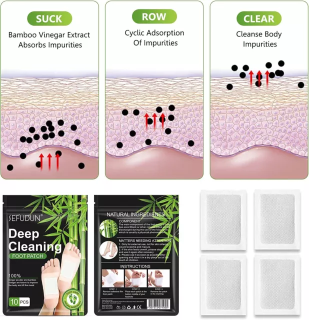 Foot Detox Patches Natural Deep Cleansing Pads Toxin Removal Pain Relief Gift 3