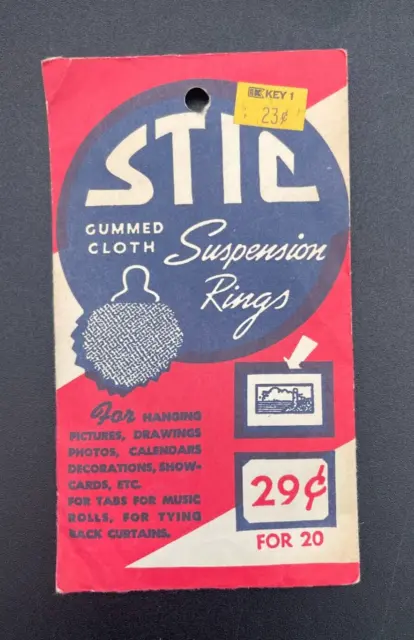 Vintage Stic 19 Gummed Picture Hangers 16 Rings  (out of 20) original Made USA