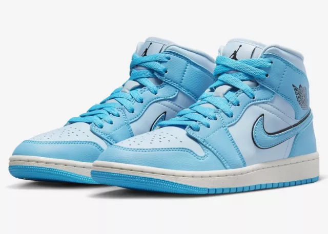 Nike Air Jordan 1 Mid Ice Blue Womens Size US 9 Casual Sneakers Brand New✅