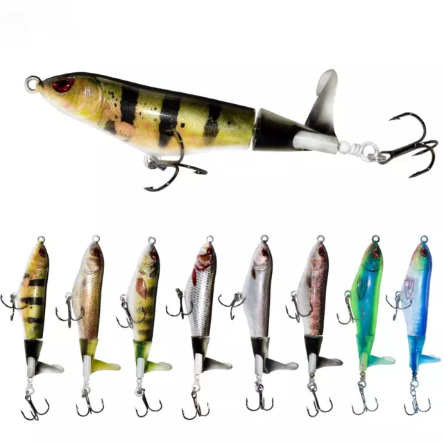 8x Whopper Popper Bass Fishing Lures Floating Rotating Tail Freshwater Saltwater