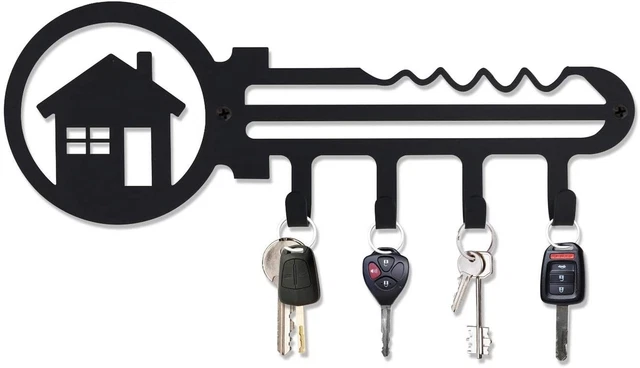 Wall Mounted Iron Key Holder with 4 Key Hooks Organizer for car or house keys 3