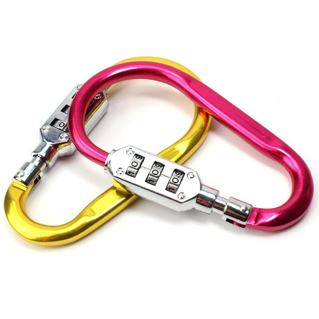 1 Portable Travel 3 Dial Bag Suitcase Combination Lock Luggage Padlock Carabiner