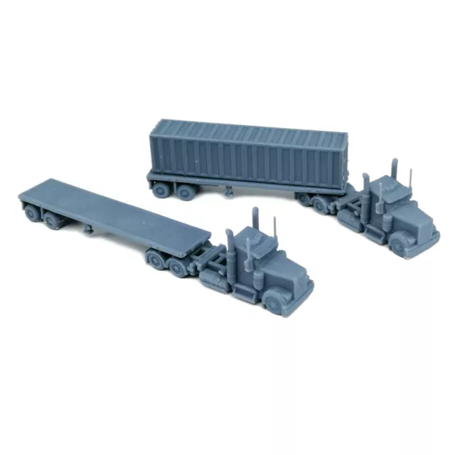 Outland Models Railroad Scenery Big Rig Semi Truck Set 1:220 Z Gauge