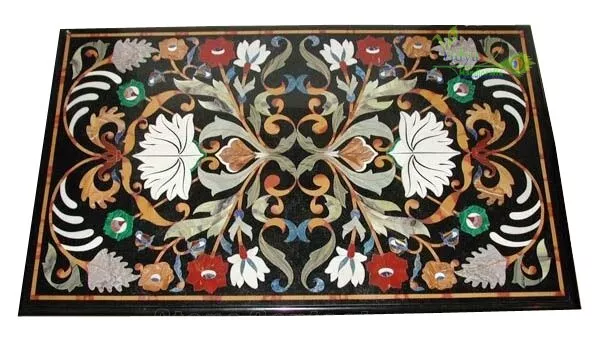 30"x48" Dining Table Top Multi Stone Inlay Mosaic Floral Art Home Interior Decor