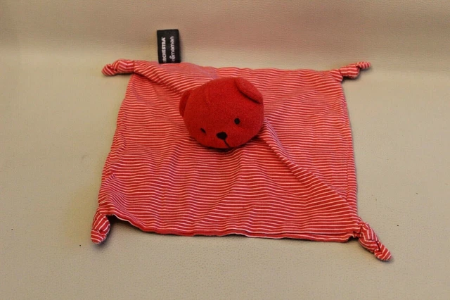Doudou plat ours nounours rouge mouchoir rouge et blanc rayé Orchestra Prémaman