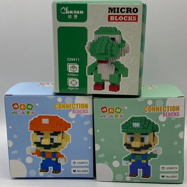 FIGURINE SUPER MARIO bros Luigi Yoshi 3D puzzle mini blocs de ...