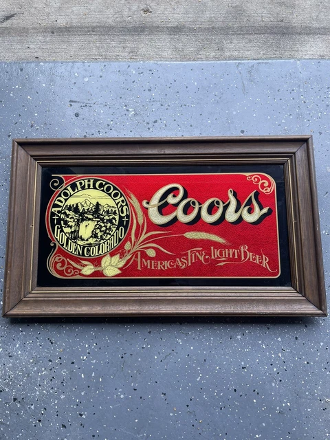 Vintage Coors Light Beer Mirror Sign Adolph Coors Golden Colorado