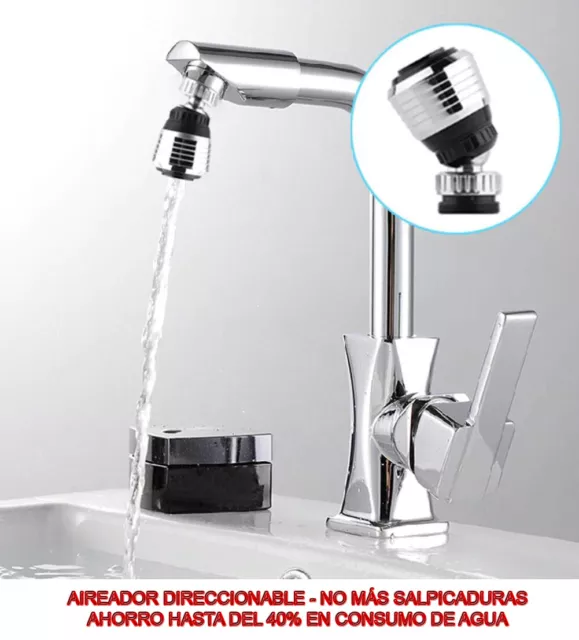 Grifo Aireador Direccionable Lavabo Fregadero Lavacopas Cocina Baño Ahorro