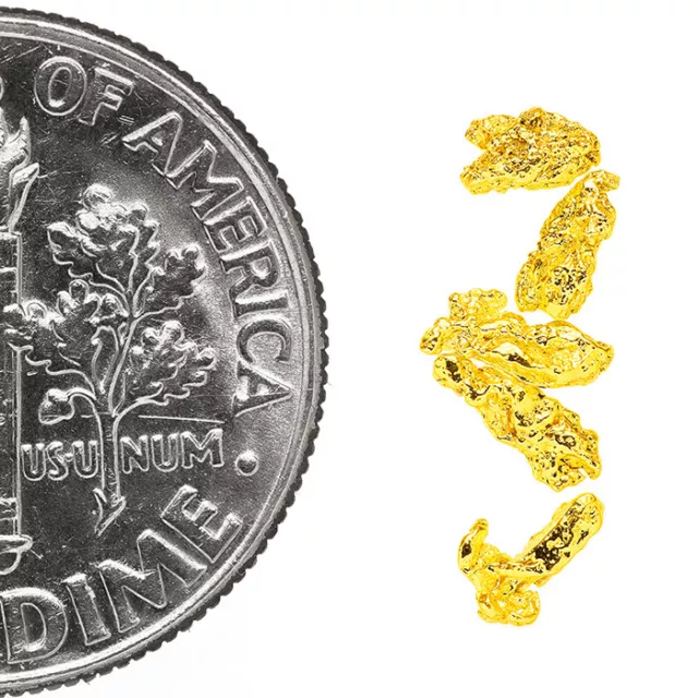 0.2587 Gram Alaska Natural Gold Nuggets - (#77211) - 5pcs Alaskan Gold Nuggets