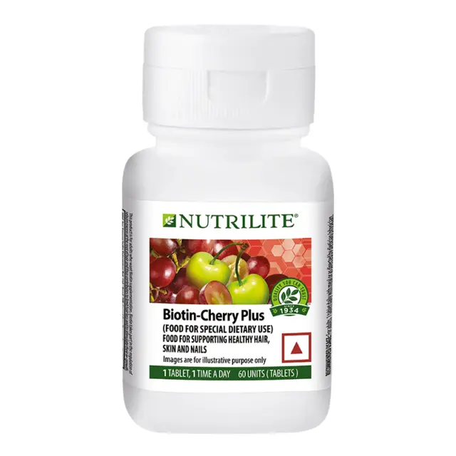 Amway Nutrilite Biotin Cherry Plus For Healthy Skin, Hair and Nails-60 Tab