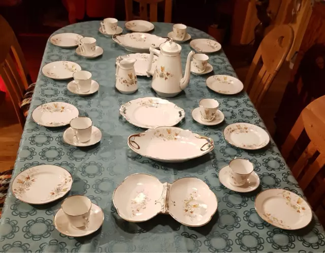 9 Personen Jugendstil Kaffeeservice Antik Anbietschale Kuchenplatte Geschirr 6