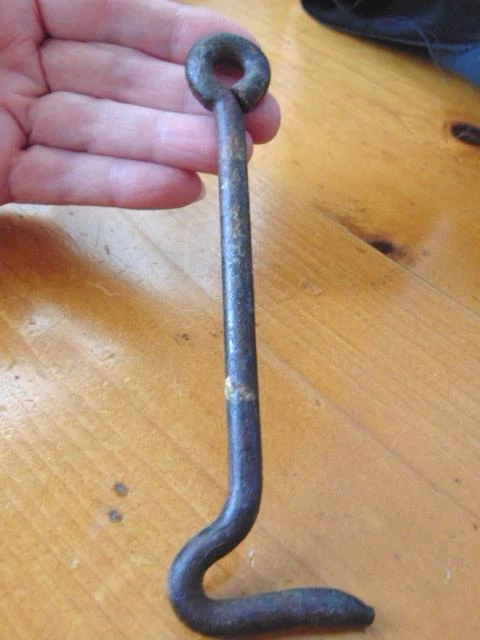 Primitive ANTIQUE 6" Forged Iron UTILITY Door, Gate, Barn or Fence Latch HOOK