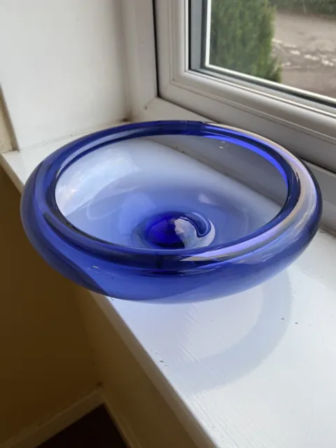 Holmegaard Glass Bowl, Blue, Signed