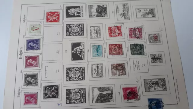 Briefmarken Belgien ab 1944, Sammlung 16 Stück auf Sammelbogen