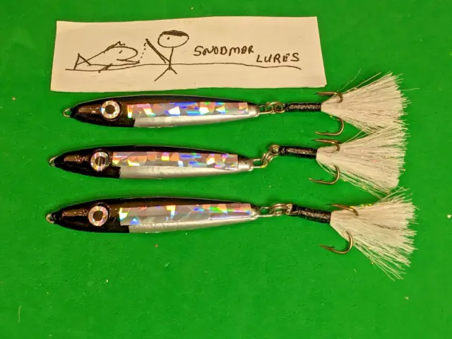 3 - 1 oz Shiner Minnow Lead Fishing Jigging Casting Spoon Lures