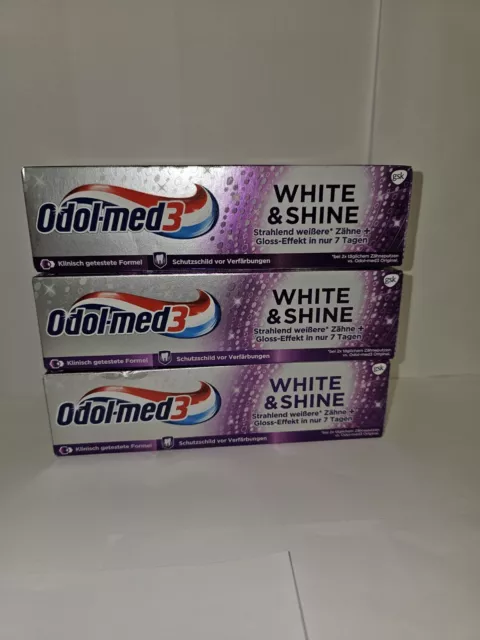 Odol-med3 White & Shine Zahnpasta - 3 er PACK für strahlend weiße Zähne