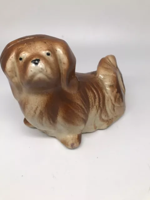 Vintage Ceramic Pekingese Figurine 5" x 4" puppy dog