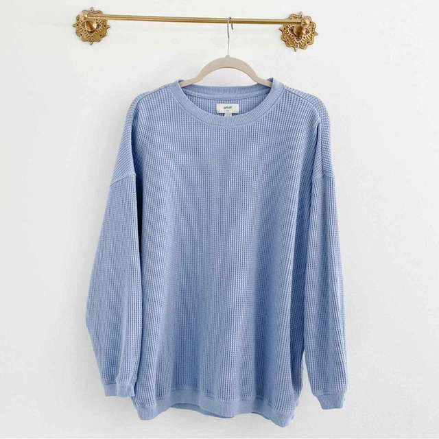 Aerie Size Small Light Blue Waffle Oversized Crewneck Sweatshirt