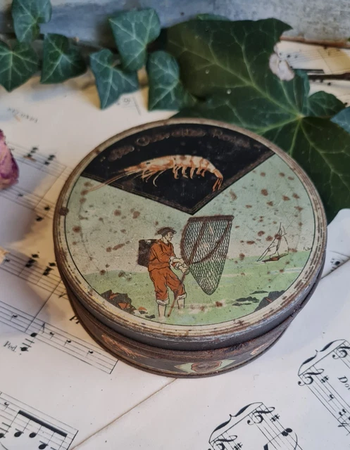 Boîte biscuits pique nique tôle lithographiée enfant et animaux