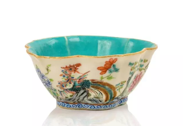 Antique Chinese Tongzhi Mark And Period Famille Rose Porcelain Bowl With Phoenix