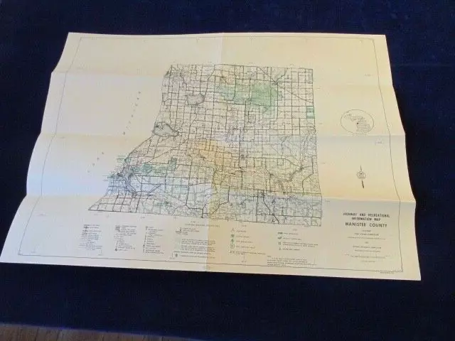 Vintage 1974 Manistee County Michigan DNR Highway & Recreation Road Map B351