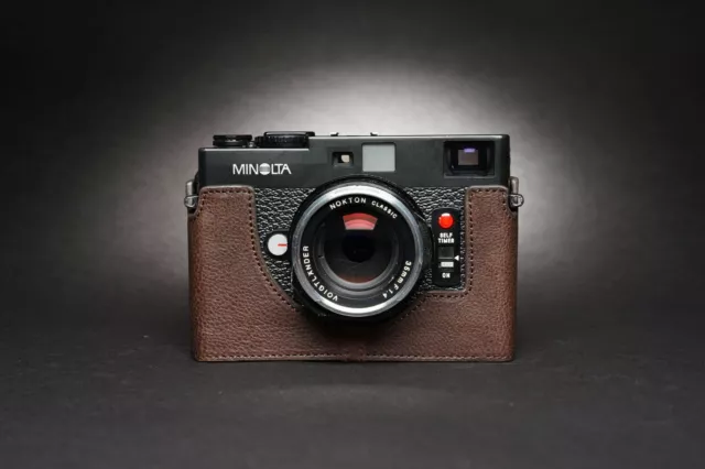 Genuine Real Leather Half Camera Case Bag Cover for  Minolta cle Film Camera 3