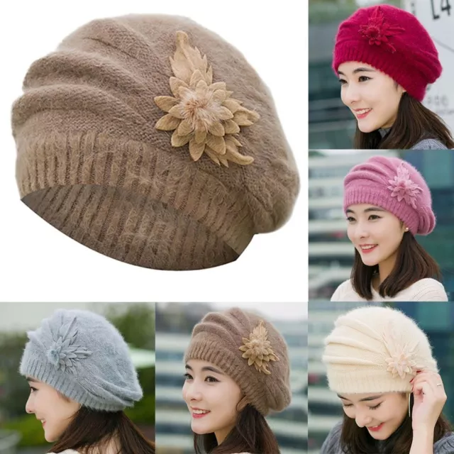 Cappello da donna caldo colore puro berretti berretti berretti cappello artista a maglia