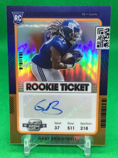 2021 Contenders Optic Gary Brightwell Orange Prizm RC Rookie Ticket Auto #31/50