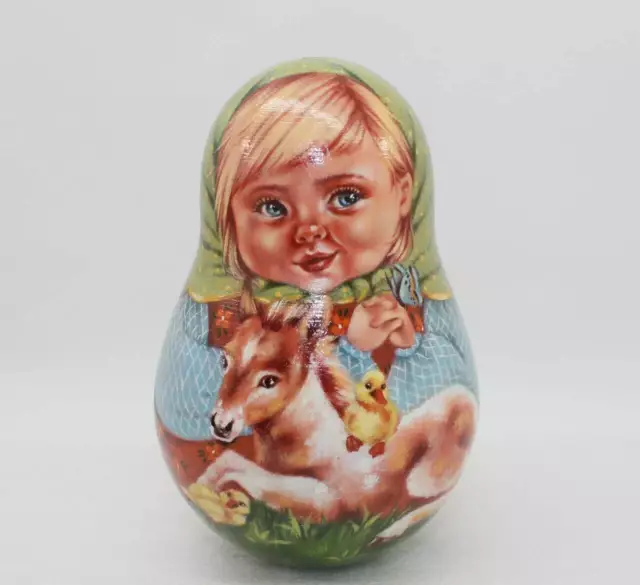 Hand-Painted Nesting Doll Roly Poly Matryoshka collectible (signed)