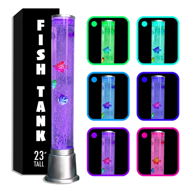 Home Decor Desk Table Fish Tank Lamp LED Light Bubbles Color Changing Gifts