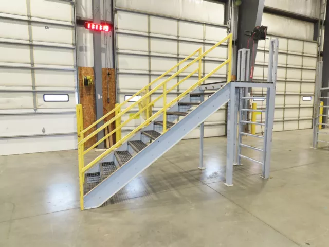 AMS Industrial 10-Step Non-Slip Steel Stairs Conveyor Crossover 36" Tread