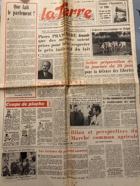 Journal LA TERRE Du 14 Juin 1973 - Jacques Mesrine - Bon état