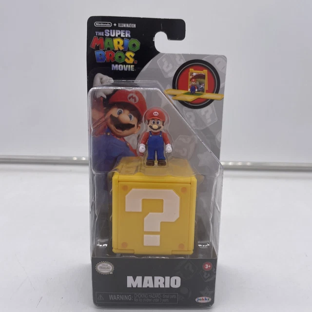 Jakks Pacific Super Mario Movie Mini World 1.25 Inch Figure in Question Block with Scene W1, Asst