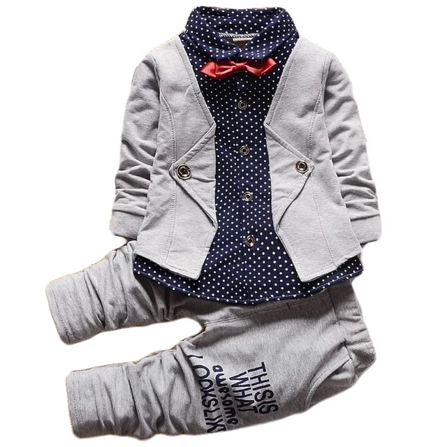 2pcs Baby Boy Dress Clothes Toddler Outfits Infant Tuxedo Formal Suits for Kids