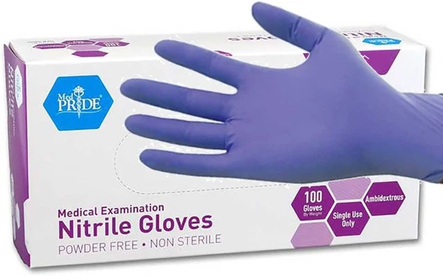 Medpride Powder-Free Nitrile Exam Gloves, Medium, Box/100